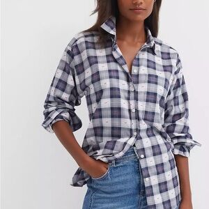 NWT-LOFT Blue and Pink Checkered Blouse